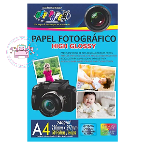 Papel Fotográfico À PROVA D'ÁGUA -  High Glossy - 240g / 50 Folhas